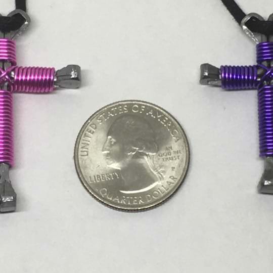 Pink and Purple Nail Crosses Necklace Side by Side pink and purple nail crosses Necklace side by side
