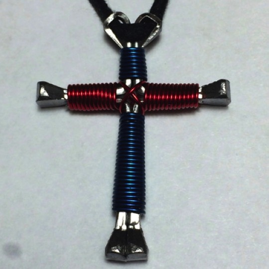 magenta royal nail cross necklaces