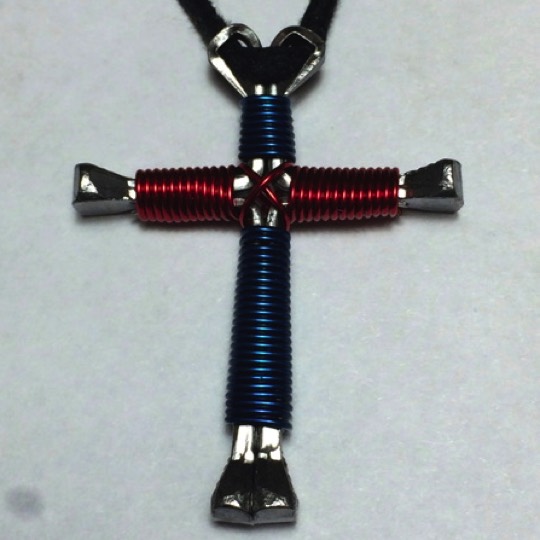 Magenta and royal nail cross necklaces magenta royal nail cross necklaces