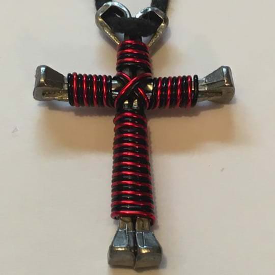 Black and Red Wrapped Nail Crosses Black Red Wire Cross Wrapped on Nails