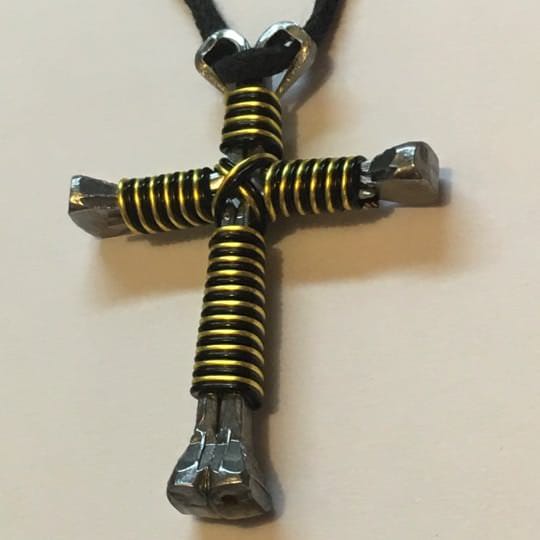 Yellow and Black Wire Wrapped Nail Crosses Yellow Black Nail Crosses