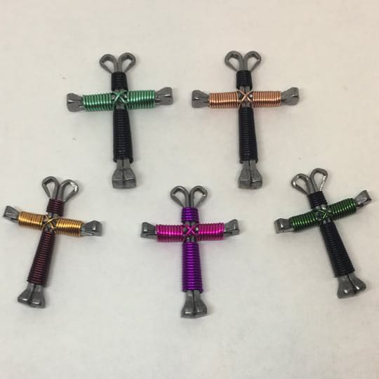 Western Nail Cross Keychain made with horseshoe nails and wire.