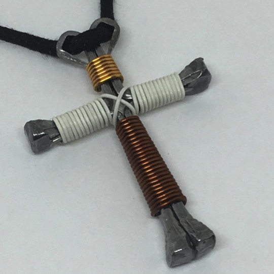 Nails Cross Necklace Design with Desert Camo color wires Nails cross necklace in desert camo