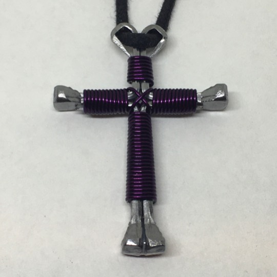 purple horseshoe cross necklace