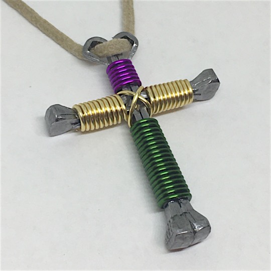 Tri color cross necklace nails