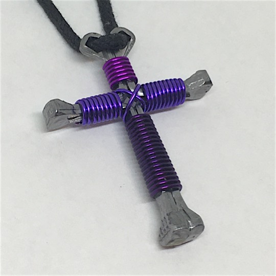 tri-purple horseshoe nail cross