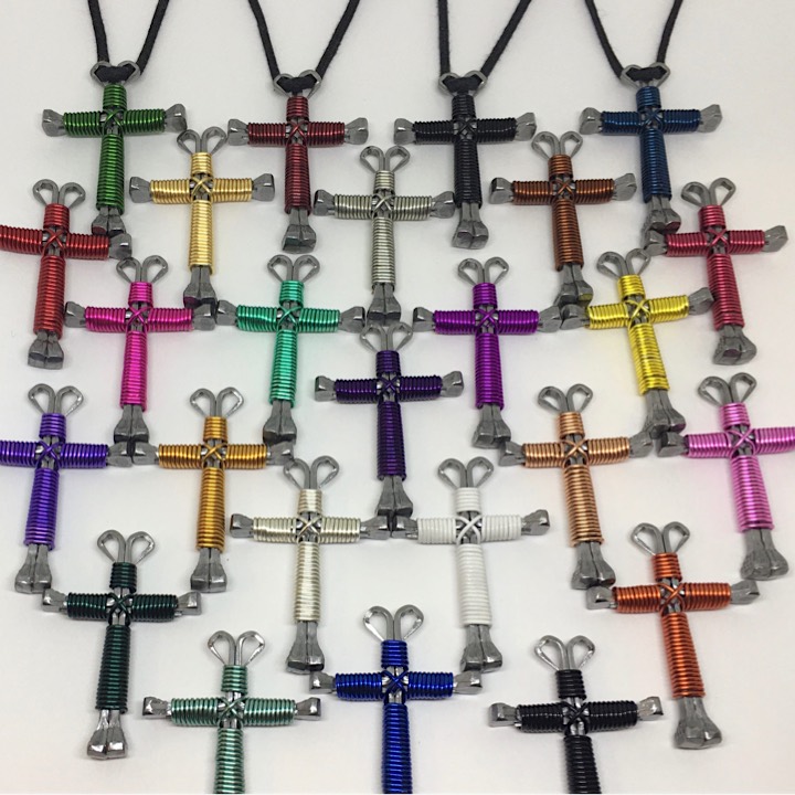 Bold, Thick Wire Nail Crosses Showing All 24 Colors bold nail crosses showing all the colors