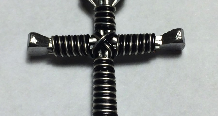Key Chain Nail Crosses (fine-wrap)