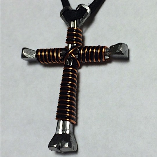 Nail cross necklace small wire large nail
