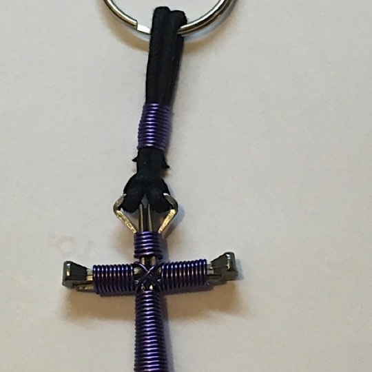 purple cross keychain