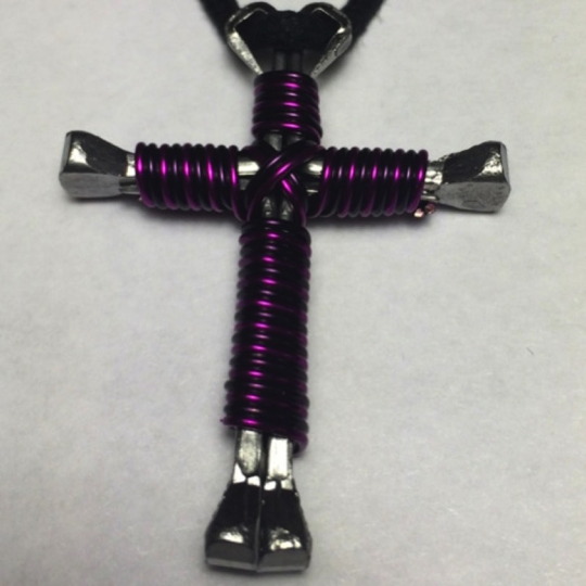 Amethyst and Purple Horseshoe Nail Cross Necklaces Amethyst horseshoe nail cross necklaces