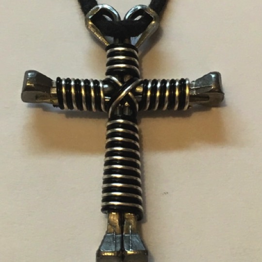 Black and shiny on small double cross necklace black shiny small double cross necklace