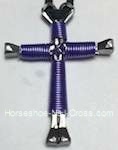 lavender horseshoe nail cross necklace