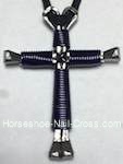 navy horseshoe nail cross necklace