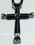 teal horseshoe nail cross necklace