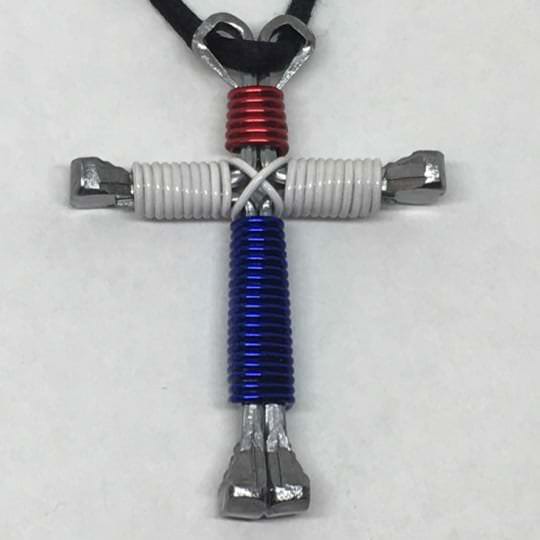 American Flag Cross necklace with red white and blue colors American flag cross necklace with red, white, and blue colors